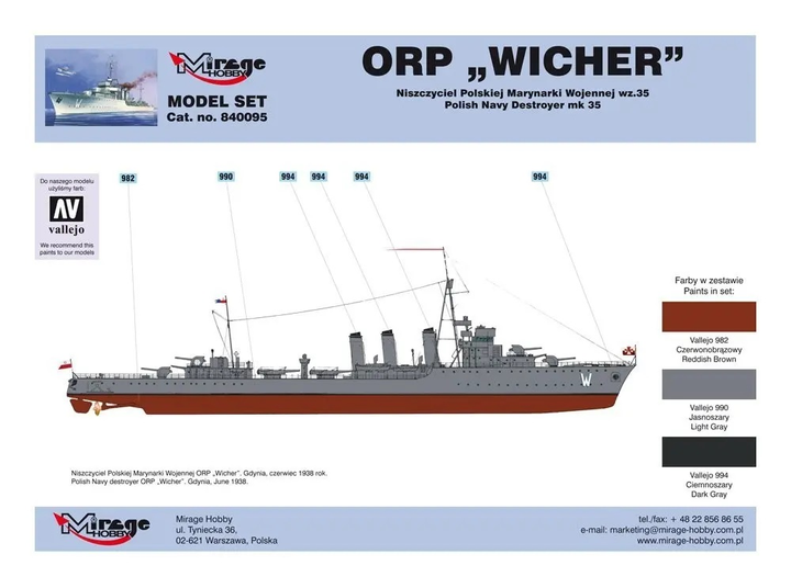 Збірна модель Mirage Hobby ORP Wicher 1:400 (5901463840958) - зображення 2