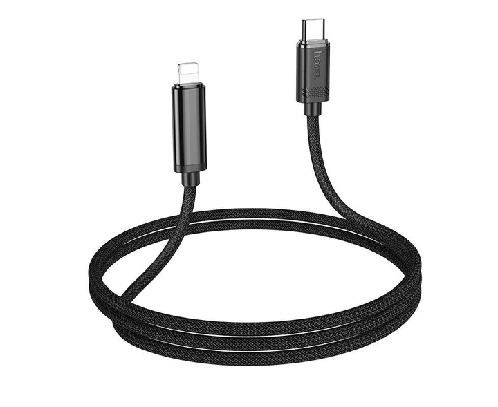 Зарядний кабель швидкого заряджання USB-C/Lightning 27W hoco. U127 дисплей синхронізації акумулятора телефону concealed digital display Black - Фото 2 Зарядний кабель швидкого заряджання USB-C/Lightning 27W hoco. U127 дисплей синхронізації акумулятора телефону concealed digital display Black - зображення 2