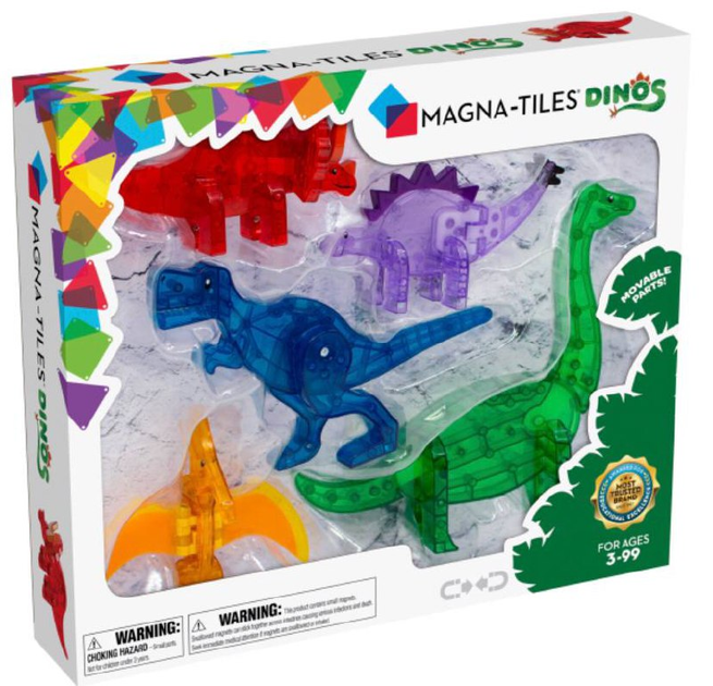 Klocki magnetyczne Magna Tiles Dinos 5 elementów (0850025176064) - obraz 1