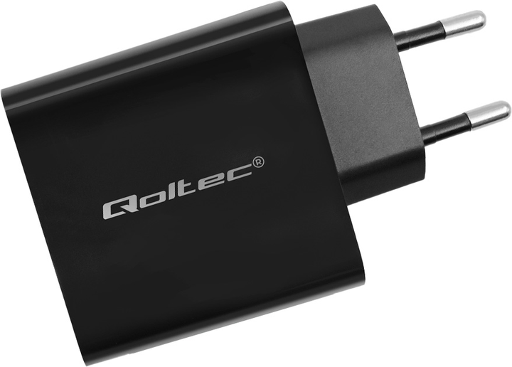 Ładowarka sieciowa Qoltec Super Quick PD Charger USB-C USB-A 65W 5-20V 1.5-3.25A Black - obraz 2