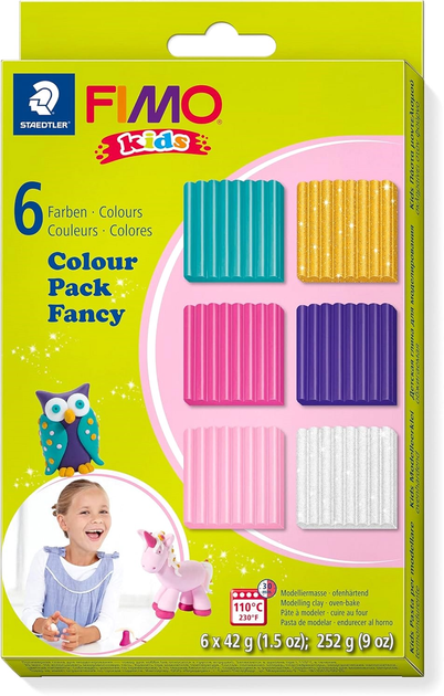 Набір полімерної глини Fimo Kids Colour Pack Fansy 6 кольорів (4007817805183) - зображення 1
