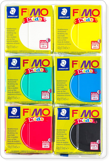 Набір полімерної глини Fimo Kids Colour Pack Basic 6 кольорів (4007817805176) - зображення 2