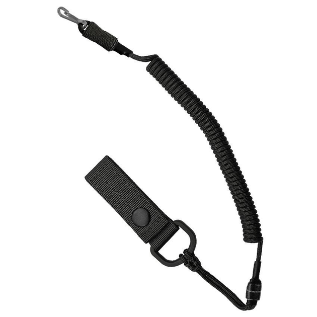Страховочный шнур с карабином и тренчиком на ремень Укроспас ТК255-65 Черный - изображение 1