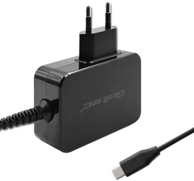Мережевий зарядний пристрій Qoltec GaN Power Pro Charger USB-C 65W 5-20V 3-3.25A Black - зображення 2