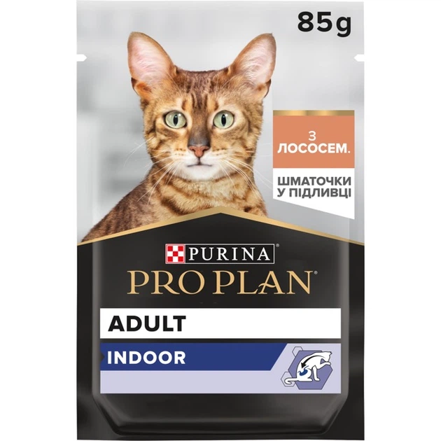 Вологий корм для кішок, що живуть у приміщенні Purina Pro Plan Adult Indoor Nutrisavour Шматочки з лососем 13 шт по 85 г - Фото 1 Вологий корм для кішок, що живуть у приміщенні Purina Pro Plan Adult Indoor Nutrisavour Шматочки з лососем 13 шт по 85 г - изображение 1