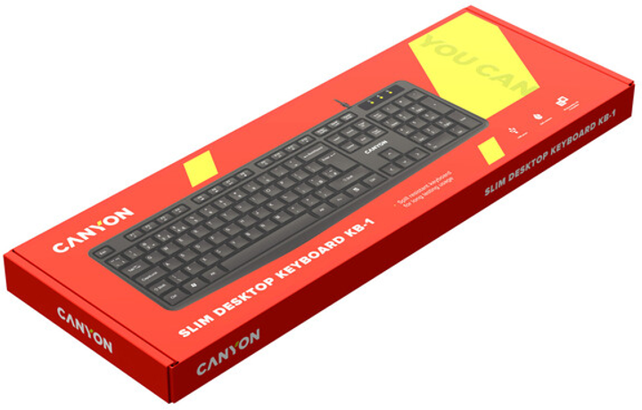 Клавіатура дротова Canyon KB-1 Water resistant ENG/UKR USB Black (CNE-CKEY01) - зображення 2