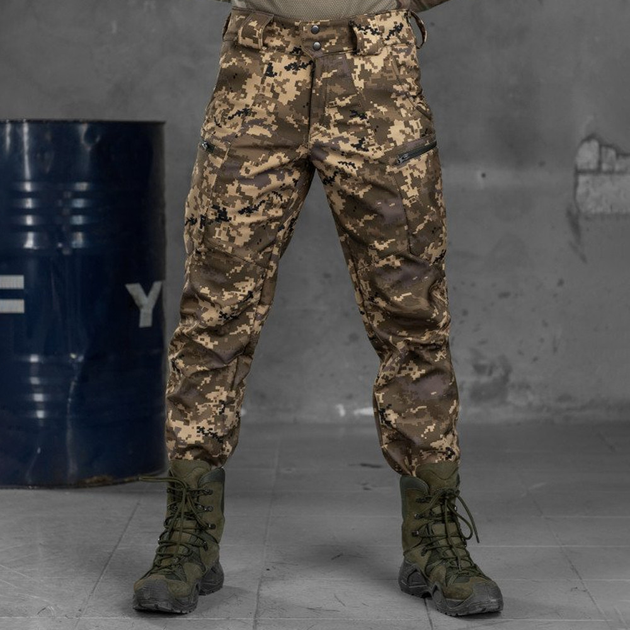 Утепленные мужские Брюки SoftShell с Высоким Поясом / Плотные Штаны на флисе пиксель размер L - изображение 1