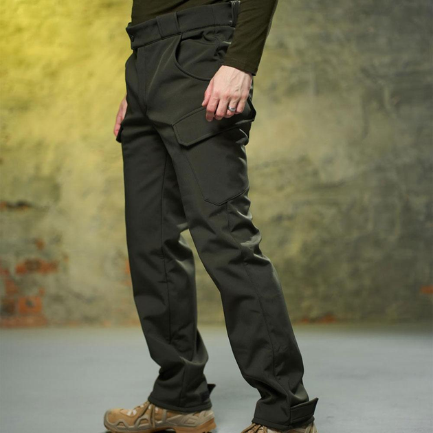 Утепленные мужские брюки Intruder Peak Softshell с 6-ю карманами / Плотные Брюки на флисе хаки размер S - изображение 2