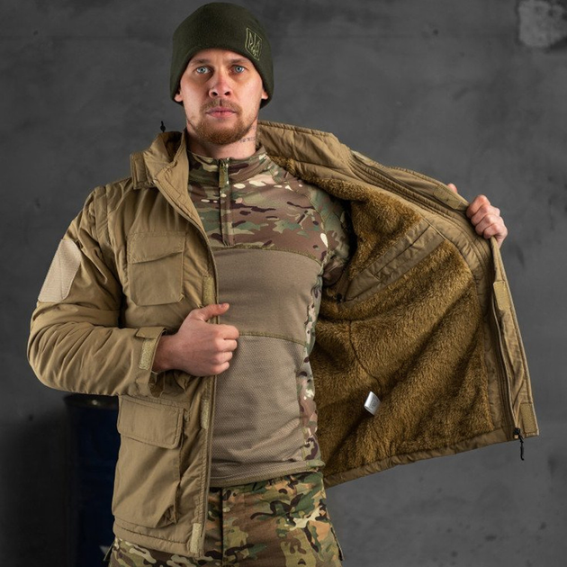 Мужская влагозащищенная куртка-жилет с меховым утеплителем / Трансформер 2в1 "Outdoor" койот размер L - изображение 1