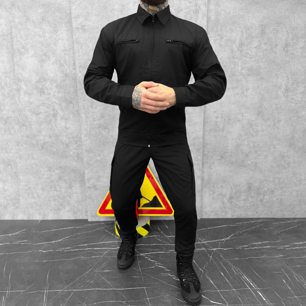 Мужская форма "Охрана" Рубашка + Брюки / Костюм Tower саржа черный размер M - изображение 1