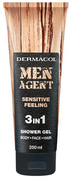 Żel pod prysznic Dermacol Men Agent 3 in 1 sensitive feeling 250 ml (8590031105963) - obraz 1