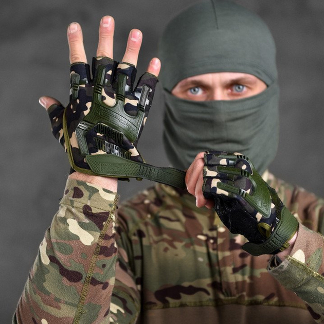 Плотные беспалые Перчатки M-Pact Mechanix с прорезиненными накладками мультикам размер универсальный - изображение 1