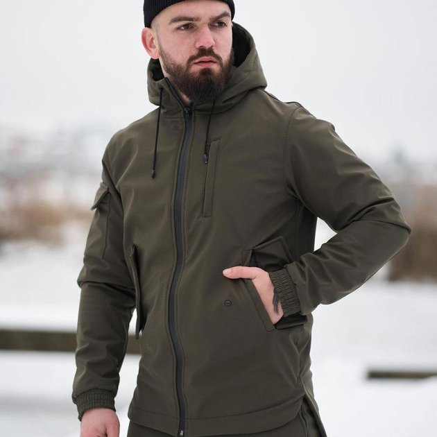 Чоловіча демісезонна Куртка Intruder SoftShell з капюшоном хакі розмір M - зображення 1