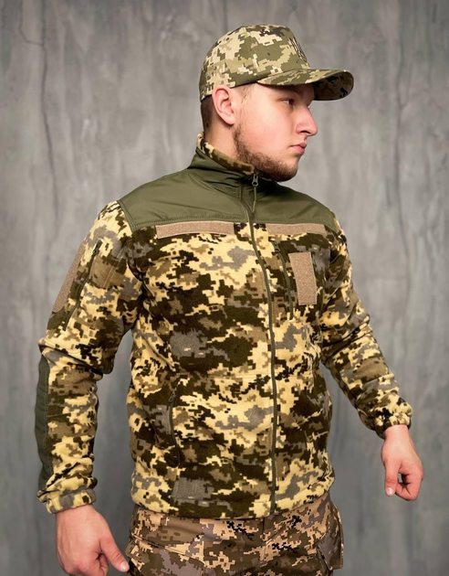 Тактична флісова кофта зі вставками Softshell, кофта для військових фліска Піксель 48 - зображення 1