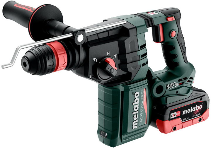 Аккумуляторный бесщеточный перфоратор Metabo KH 18 LTX BL 28 Q Set ISA 18 В 2x5.5 А-ч LiHD + зарядное устройство ASC 145 metaBOX 165 L + сменный патрон Metabo-Quick (601715660) - изображение 1