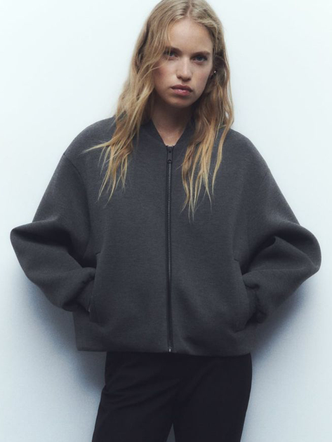 Бомбер женский Zara 54393232 L Серый (1159798230) – Брендовая одежда ...