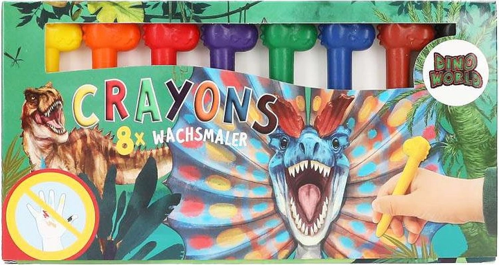 Набір воскових олівців Rarewaves Dino World Crayon With Dino Topper 8 шт (4010070634575) - зображення 1
