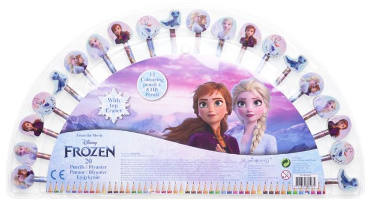 Набір кольорових олівців Tinka Toys Disney Frozen з гумкою 20 шт (5701359805975) - зображення 1