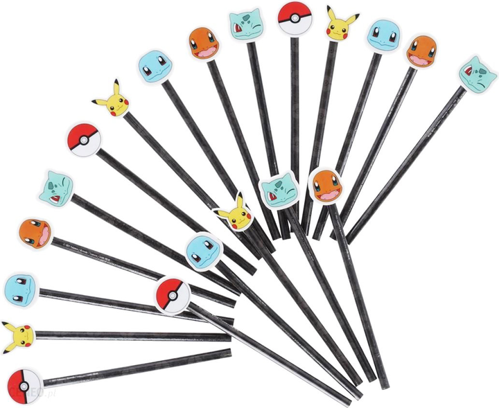 Zestaw kolorowych ołówków Euromic Pokemon z gumką 20 szt (5701359805951) - obraz 2