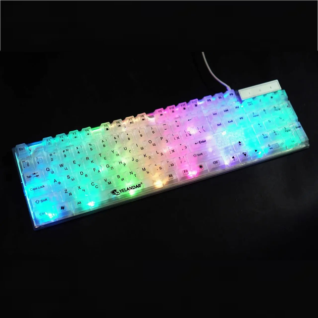 Клавиатура проводная Yelandar AN-T20 с RGB подсветкой USB White (3 ...