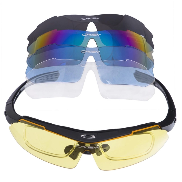 Тактические очки Oakley TY-0089 с 5 парами сменных линз + чехол Black (3_03937) - изображение 1