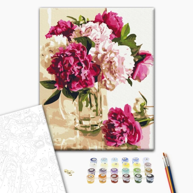 Картина за номерами Ніжні півонії в скляній вазі (BS51329) Brushme 40x50 см Brushme - Фото 2 Картина за номерами Ніжні півонії в скляній вазі (BS51329) Brushme 40x50 см Brushme - зображення 2