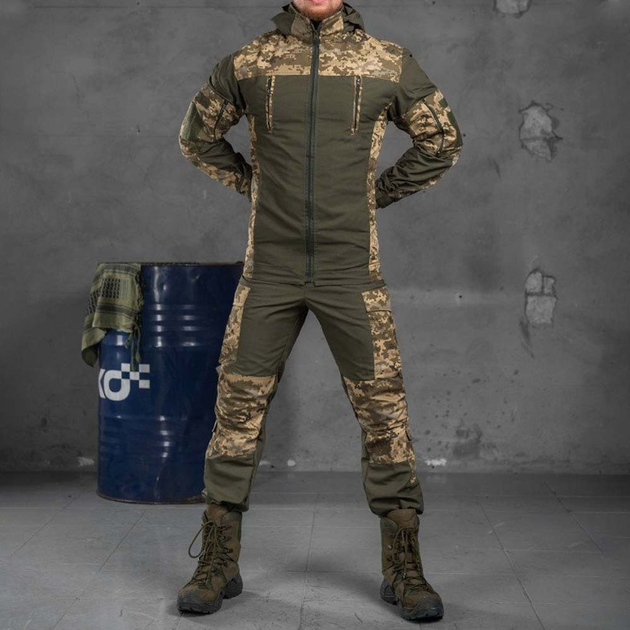 Легкий мужской Костюм Горка Куртка с капюшоном + Брюки / Полевая Форма саржа пиксель размер 2XL - изображение 1