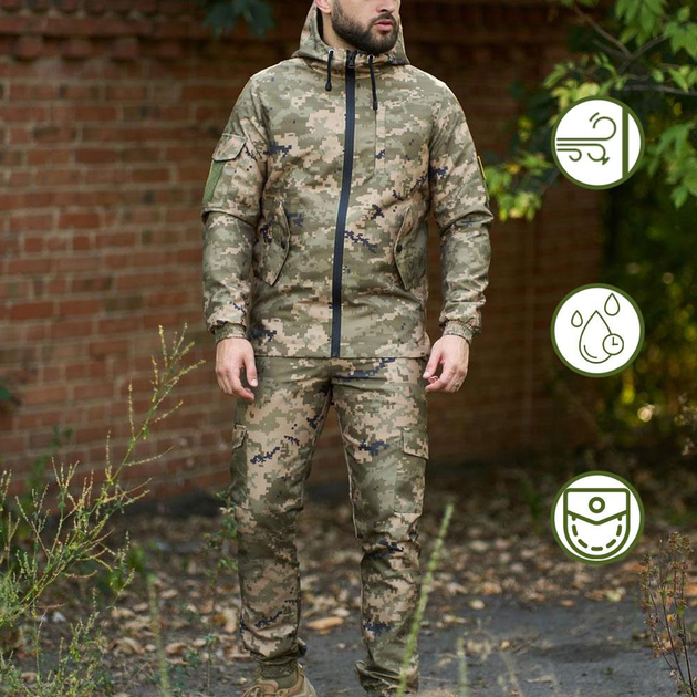 Легкий мужской Костюм Intruder Terra Куртка с капюшоном + Брюки / Полевая Форма зеленый пиксель размер XXXL - изображение 1