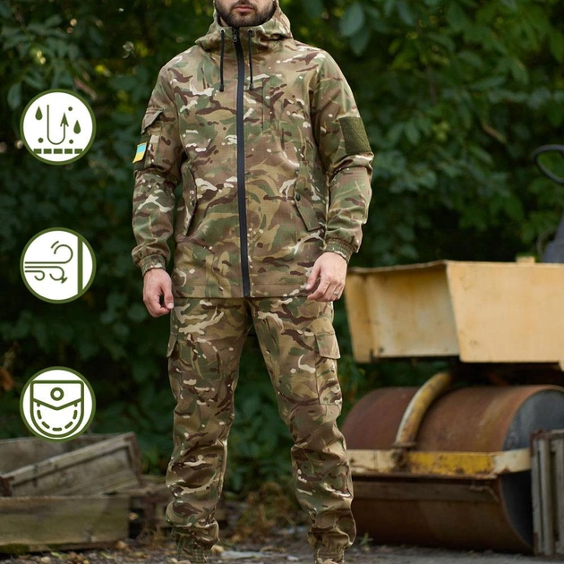 Легкий мужской Костюм Куртка с капюшоном + Брюки / Полевая Форма Intruder Terra рип-стоп мультикам размер L - изображение 1
