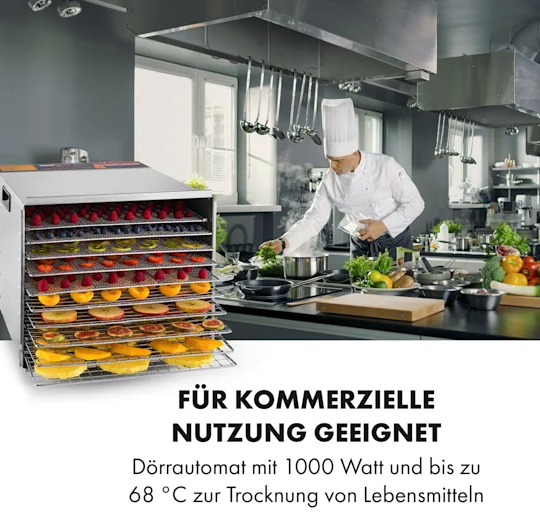 Дегидратор-сушилка Klarstein Fruit Jerky Steel 10, 10 уровней 1000 Вт - изображение 3