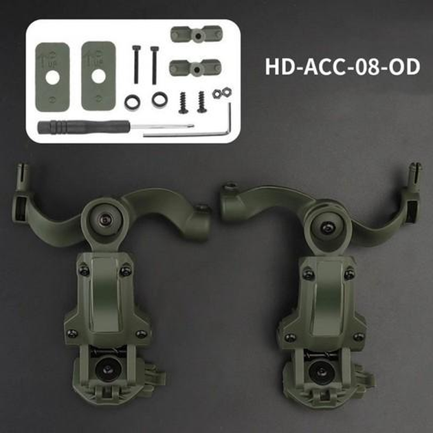 Кріплення для активних навушників на каску, шолом Fast чебурашка Wosport HD-ACC-08 Olive - зображення 2