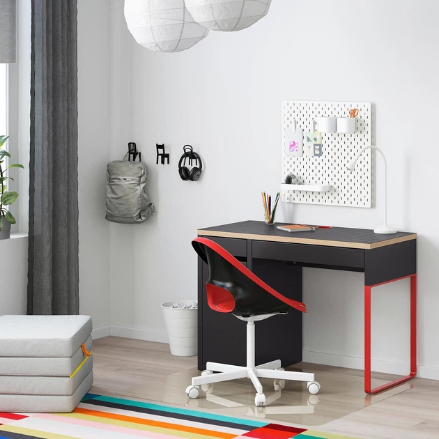 Письмовий стіл IKEA МІККЕ, антрацит, червоний, 105x50 см, 804.898.50 - зображення 4