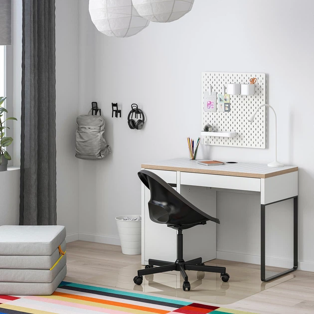 Письмовий стіл IKEA Мікке, білий, антрацит, 105x50 см, 104.898.39 - Фото 5 Письмовий стіл IKEA Мікке, білий, антрацит, 105x50 см, 104.898.39 - зображення 5