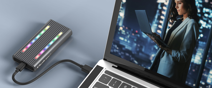 Зовнішня кишеня Qoltec Enclosure for drive M.2 SSD NVMe USB Type-C RGB LED Grey - зображення 3