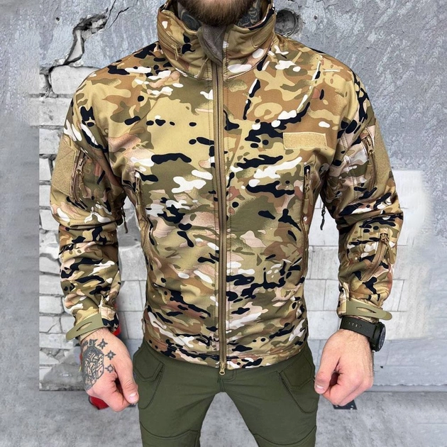 Мужская Демисезонная Куртка на легком флисе SOFT SHELL мультикам размер XL - изображение 1