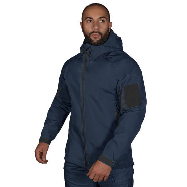 Мужская Куртка Camotec Stalker SoftShell на микрофлисе темно-синяя / Демисезонная верхняя одежда размер S - изображение 2