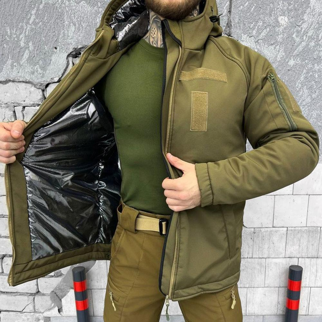 Чоловіча Куртка FALKON на синтепоні з підкладкою Omni-Heat олива розмір S - зображення 1
