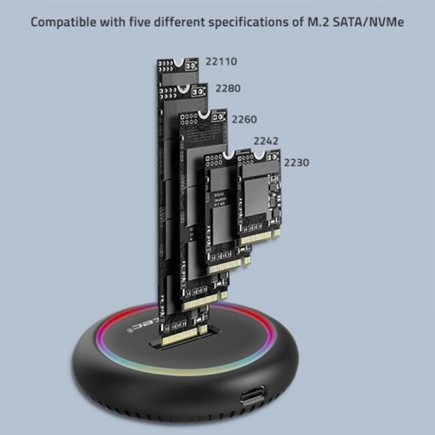 Док-станція Qoltec SSD M.2 SATA PCIe NVMe USB-C Black - зображення 10