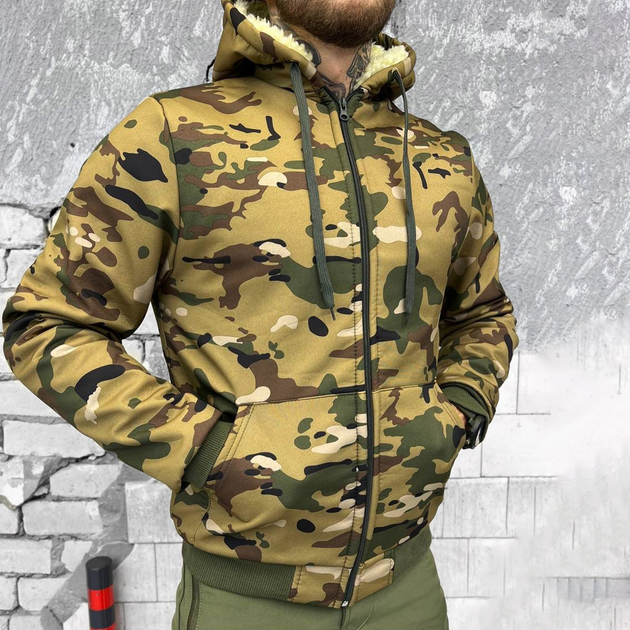 Мужская зимняя куртка Softshell на меху / Верхняя одежда с манжетами мультикам размер S - изображение 2