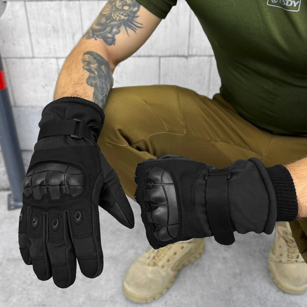 Зимние рукавицы "Magnum" с усиленной ладонью и защитным вставками черные размер L - изображение 1
