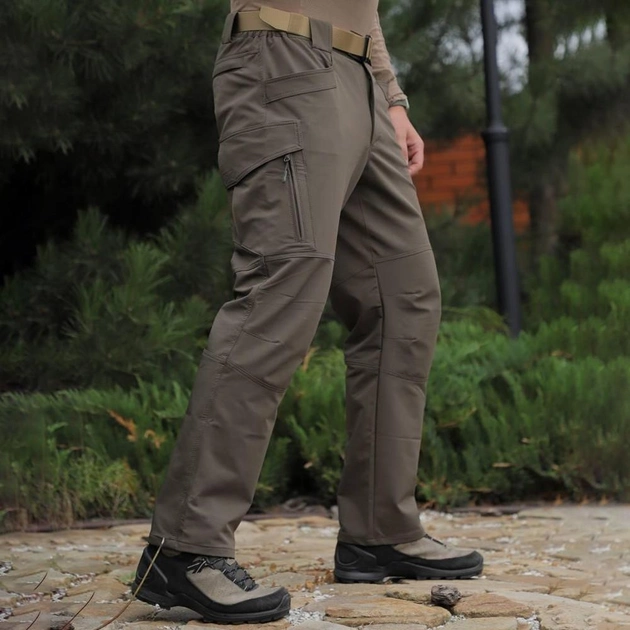 Мужские влагозащищенные брюки с карманами олива размер XL - изображение 2