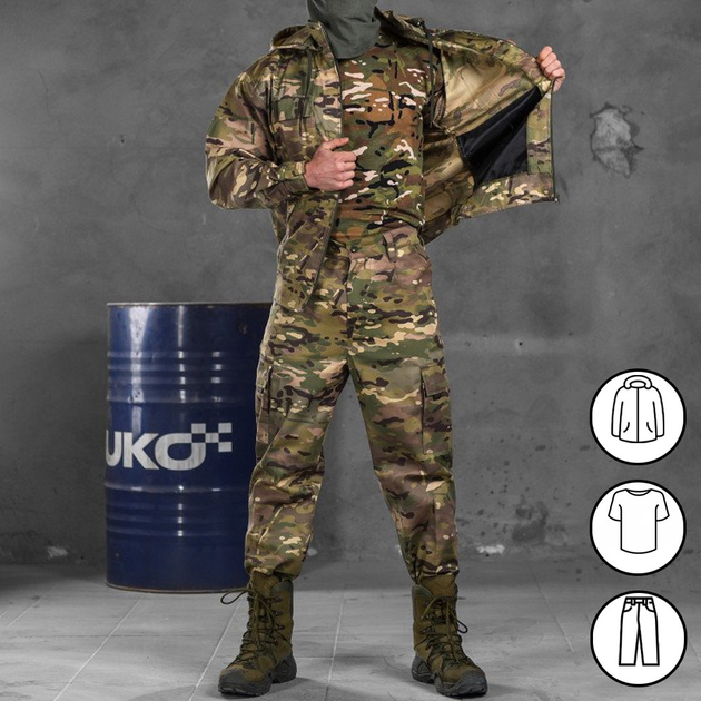 Чоловічий костюм 3в1 "Defender" саржа / Форма Футболка + Куртка + Штани мультикам розмір L - зображення 1