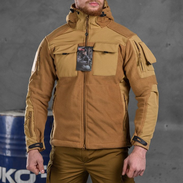 Мужская флисовая куртка "Combo" с вставками Softshell койот размер XL - изображение 1