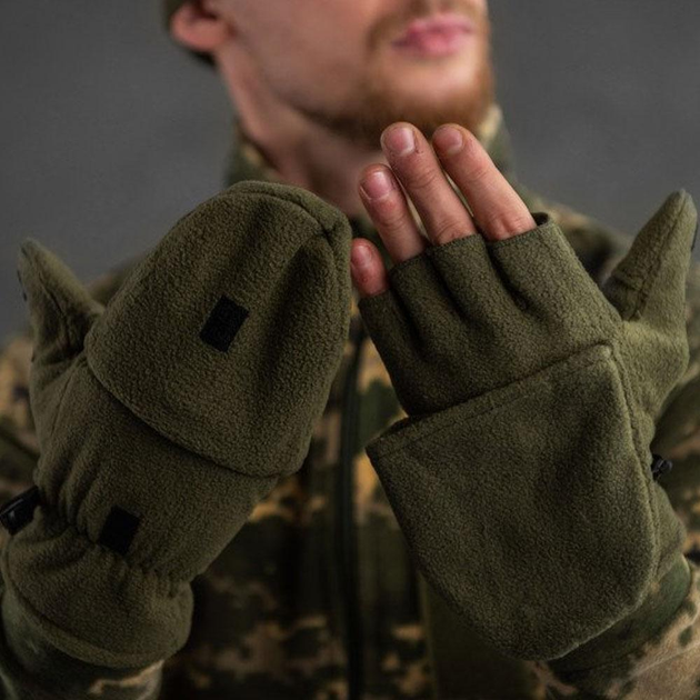 Флісові рукавиці зі знімними пальцями олива розмір універсальний - зображення 1