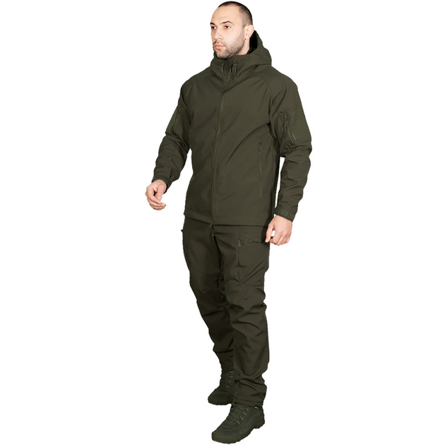 Чоловічий костюм Подовжена Куртка + Штани на флісі / Демісезонний Комплект SoftShell олива розмір XL - зображення 2