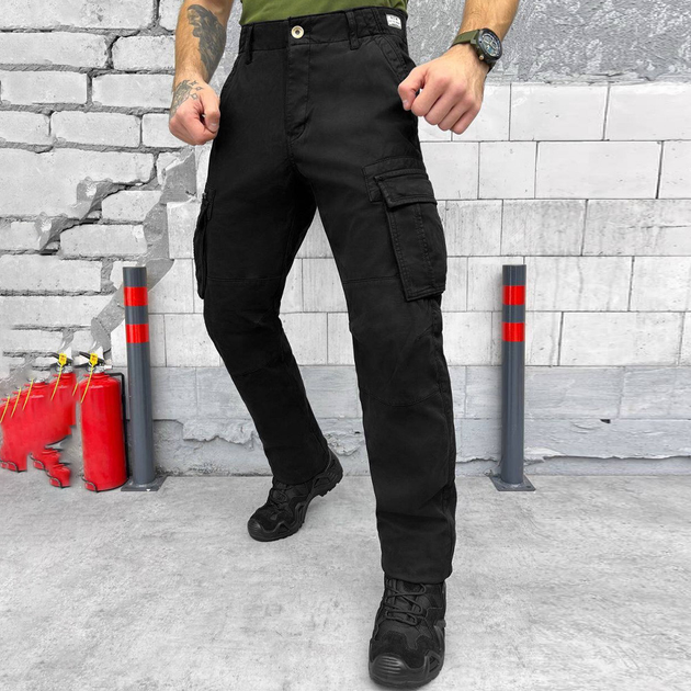 Чоловічі Штани Loshan на флісі чорні / Утеплені бавовняні Брюки з 7-ма кишенями розмір M 32 - зображення 2