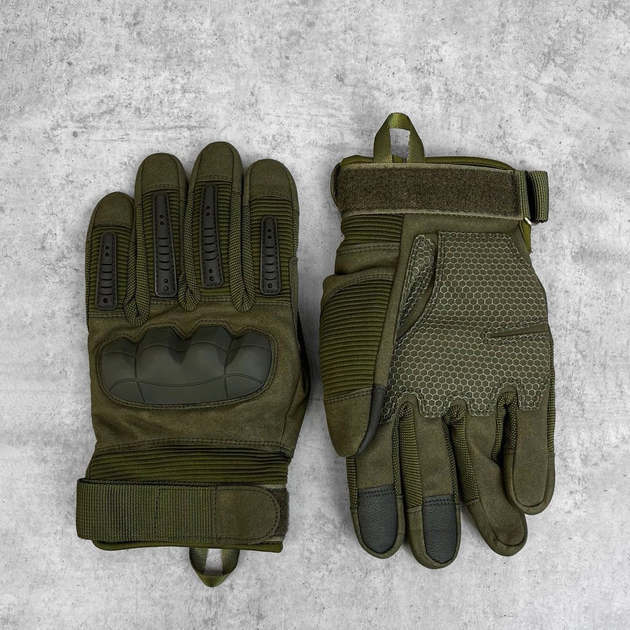 Зимові сенсорні рукавиці "monster" із захисними накладками олива розмір XL - зображення 1