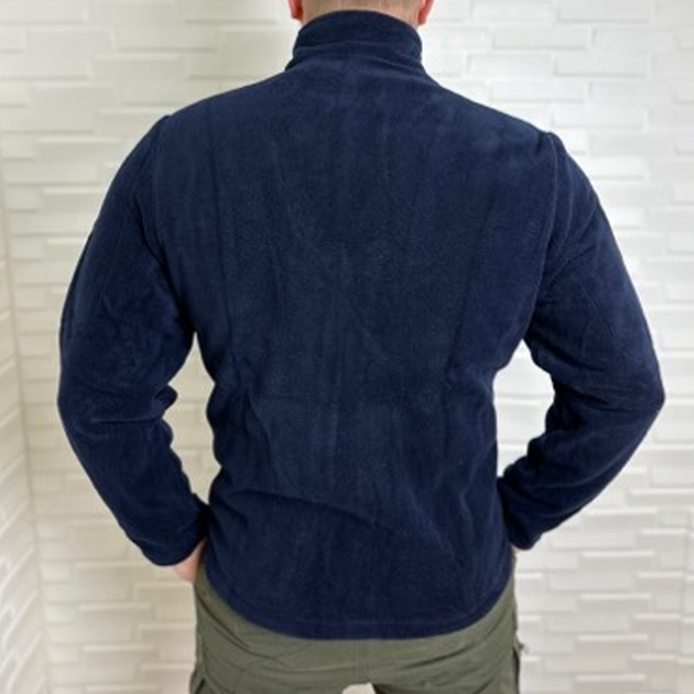 Мужская флисовая кофта с липучками под шевроны темно-синяя размер M - изображение 2