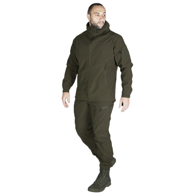 Чоловічий костюм Подовжена Куртка + Штани на флісі / Демісезонний Комплект SoftShell 2.0 олива розмір 3XL - зображення 2