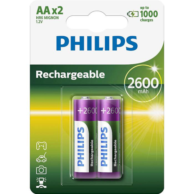 Аккумулятор PHILIPS MultiLife AA 2600mAh 2шт/уп (R6/AA MULTILIFE 2600 ...